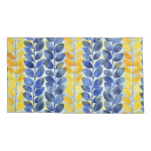 Gelbe und blaue Blätter Kissenbezug (Rückseite-Links)