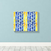 Gelbe und blaue Blätter Leinwanddruck (Insitu (Holzboden))