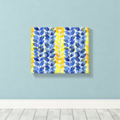 Gelbe und blaue Blätter Leinwanddruck (Insitu (Holzboden))