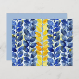 Gelbe und blaue Blätter Mitteilungskarte
