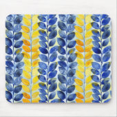 Gelbe und blaue Blätter Mousepad (Vorne)