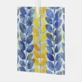 Gelbe und blaue Blätter Ornament Aus Glas (Vorderseite links)