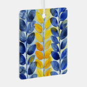 Gelbe und blaue Blätter Ornament Aus Metall (Vorderseite Rechts)
