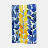 Gelbe und blaue Blätter Ornament Aus Metall (Vorderseite links)