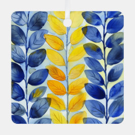 Gelbe und blaue Blätter Ornament Aus Metall