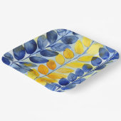 Gelbe und blaue Blätter Pappteller (Gewinkelt)
