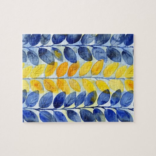 Gelbe und blaue Blätter Puzzle (Horizontal)
