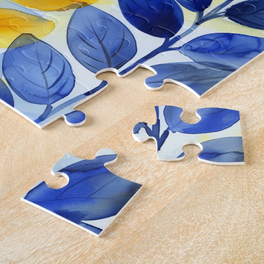 Gelbe und blaue Blätter Puzzle (Seite)