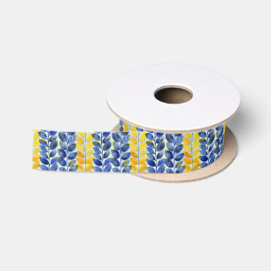 Gelbe und blaue Blätter Satinband