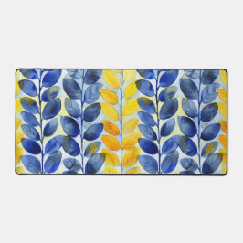 Gelbe und blaue Blätter Schreibtischunterlage