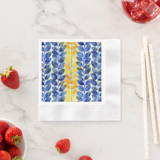 Gelbe und blaue Blätter Serviette (Beispiel)