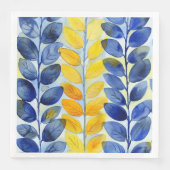 Gelbe und blaue Blätter Serviette (Vorderseite)