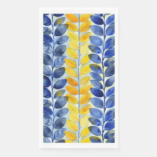 Gelbe und blaue Blätter Serviette (Vorderseite)