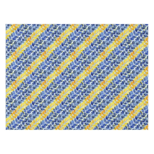 Gelbe und blaue Blätter Tischdecke (Vorderseite (Horizontal))
