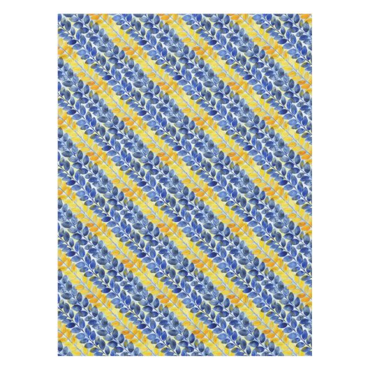 Gelbe und blaue Blätter Tischdecke (Vorderseite)