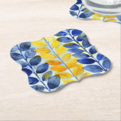 Gelbe und blaue Blätter Untersetzer (angewinkelt)