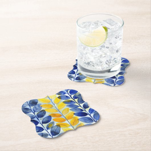 Gelbe und blaue Blätter Untersetzer (Vor Ort)