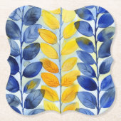 Gelbe und blaue Blätter Untersetzer (Vorderseite)