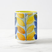 Gelbe und blaue Blätter Zweifarbige Tasse (Mittel)