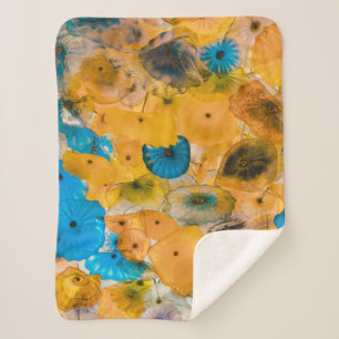 Gelbe und blaue Blume Sherpadecke