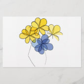 Gelbe und blaue Blumen Briefpapier (Vorderseite)
