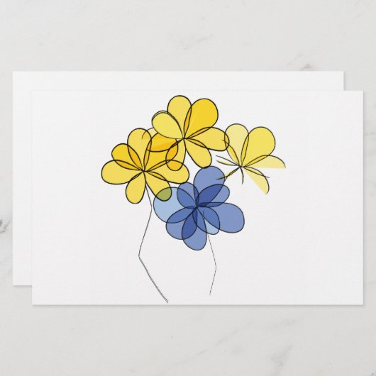 Gelbe und blaue Blumen Briefpapier (Vorne/Hinten)