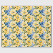 Gelbe und blaue Blumen in Frankreich Geschenkpapier (Flach)