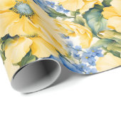 Gelbe und blaue Blumen in Frankreich Geschenkpapier (Rolleneckpunkt)