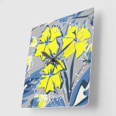 Gelbe und blaue Blumen mit Glitzern. große Uhr (Winkel)