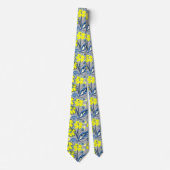 Gelbe und blaue Blumen mit Glitzern Krawatte (Vorderseite)