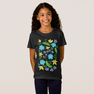 Gelbe und blaue Blumen T-Shirt