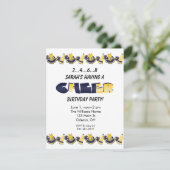 Gelbe und blaue Cheerleader Einladung (Stehend Vorderseite)