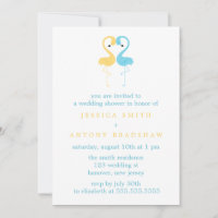 Gelbe und blaue Flamingos Paare Polterabend