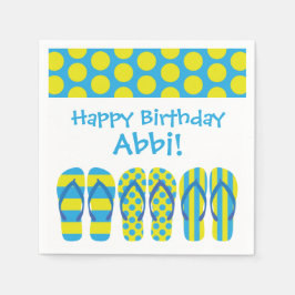 Gelbe und blaue Flip Flops Personalisiertes Party Serviette