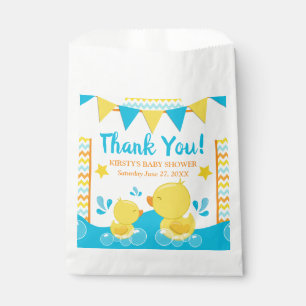Gelbe und blaue Gummiente mit Punkten Baby-Party Geschenktütchen