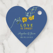 Gelbe und blaue Hochzeit Geschenkanhänger (Rückseite)