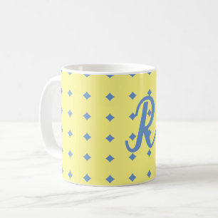 gelbe und blaue, hübsche Muster, monogramm-Tasse Kaffeetasse
