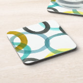 Gelbe und blaue Kreise miteinander schließen Getränkeuntersetzer (Linke Seite)