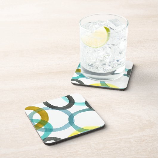 Gelbe und blaue Kreise miteinander schließen Getränkeuntersetzer (Rechte Seite)