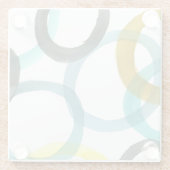 Gelbe und blaue Kreise miteinander schließen Glasuntersetzer (Rückseite)