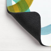 Gelbe und blaue Kreise miteinander schließen Mousepad (Ecke)