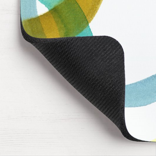 Gelbe und blaue Kreise miteinander schließen Mousepad (Ecke)