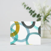 Gelbe und blaue Kreise miteinander schließen Postkarte (Stehend Vorderseite)