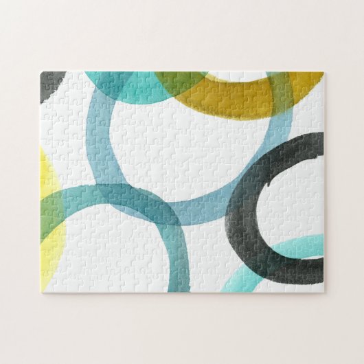 Gelbe und blaue Kreise miteinander schließen Puzzle (Horizontal)