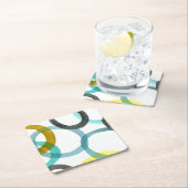 Gelbe und blaue Kreise miteinander schließen Rechteckiger Pappuntersetzer (Vor Ort)