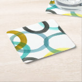 Gelbe und blaue Kreise miteinander schließen Rechteckiger Pappuntersetzer (angewinkelt)