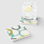 Gelbe und blaue Kreise miteinander schließen Steinuntersetzer (Seitenansicht)