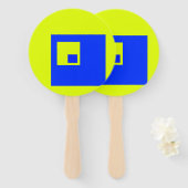 Gelbe und blaue Quadrate Fächer (Vorne und Hinten)