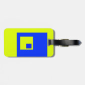 Gelbe und blaue Quadrate Gepäckanhänger (Rückseite horizontal)