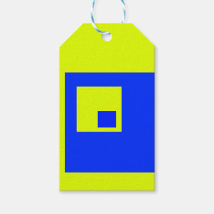 Gelbe und blaue Quadrate Geschenkanhänger